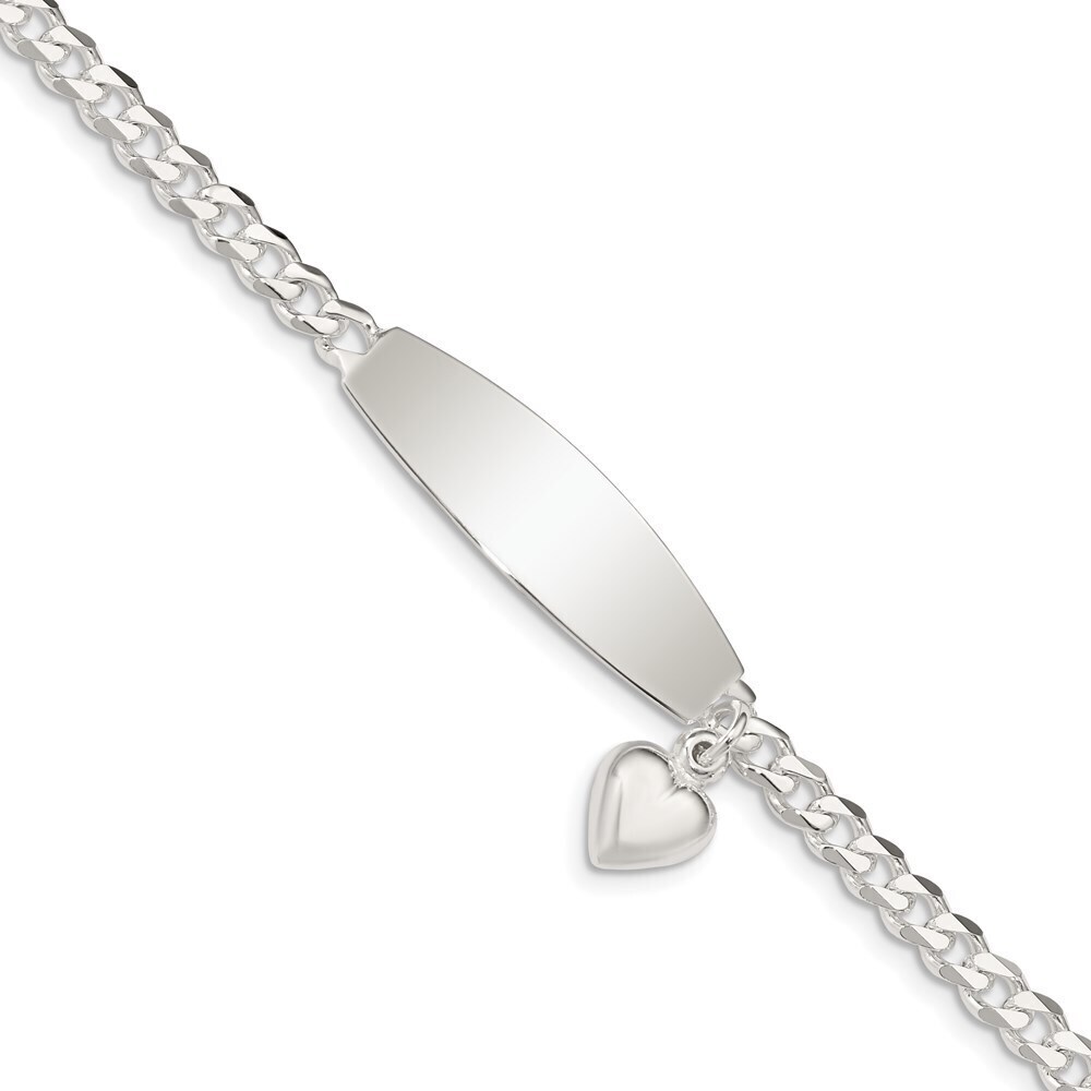 Kazi Luxury Sterling Silver w/Heart Charm ID Bracelet